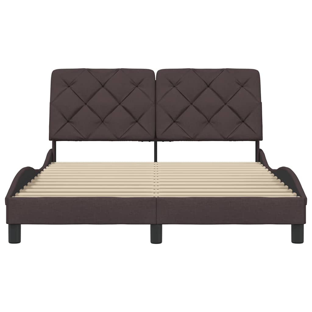 Cadre de lit sans matelas marron foncé 140x200 cm tissu - XIOS