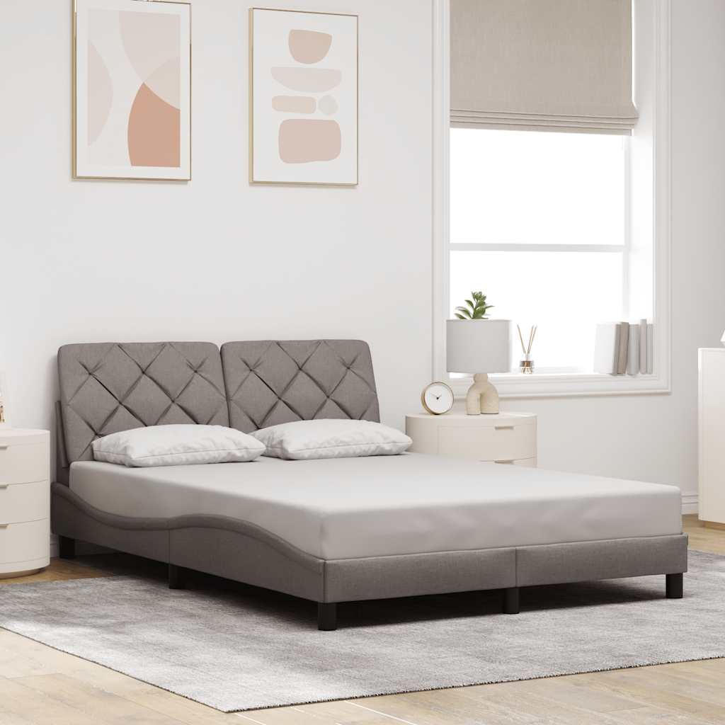 Cadre de lit sans matelas taupe 140x200 cm tissu - XIOS