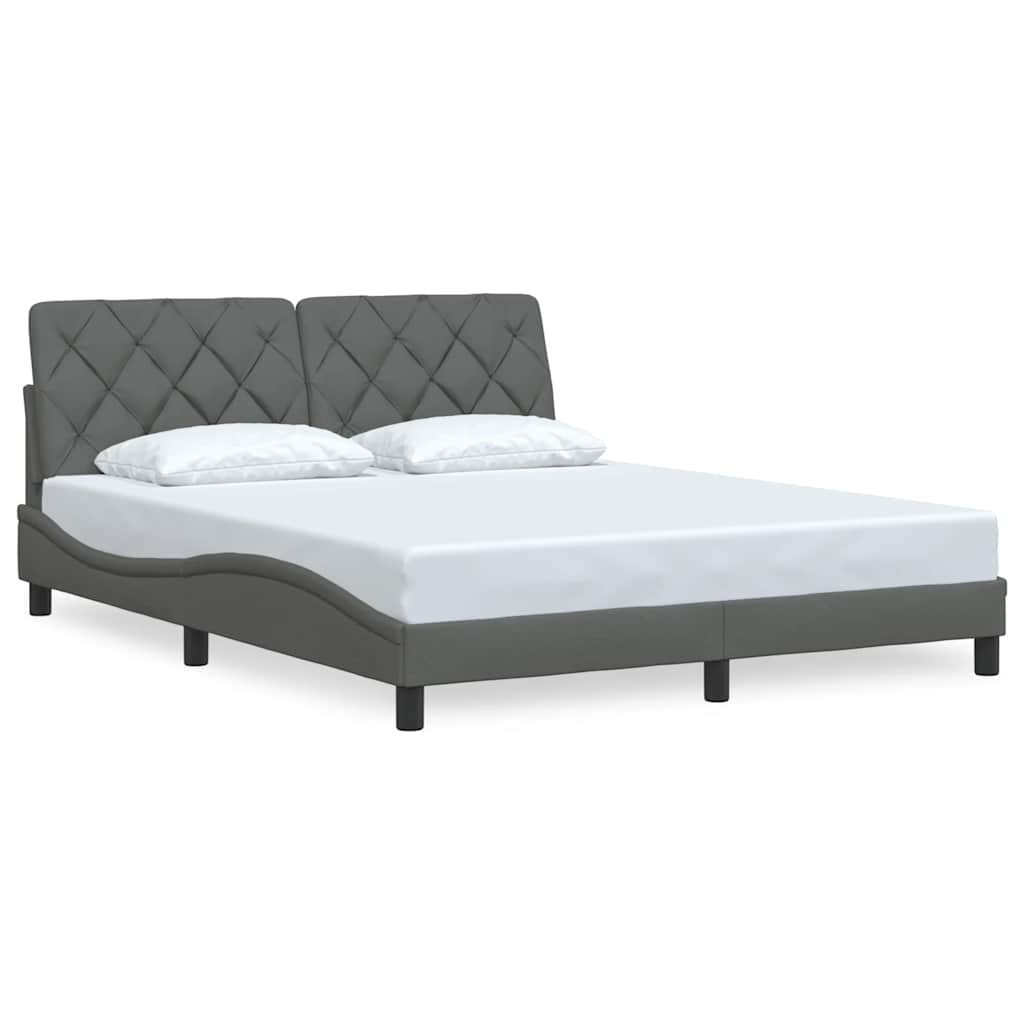 Cadre de lit sans matelas gris foncé 160x200 cm tissu - XIOS