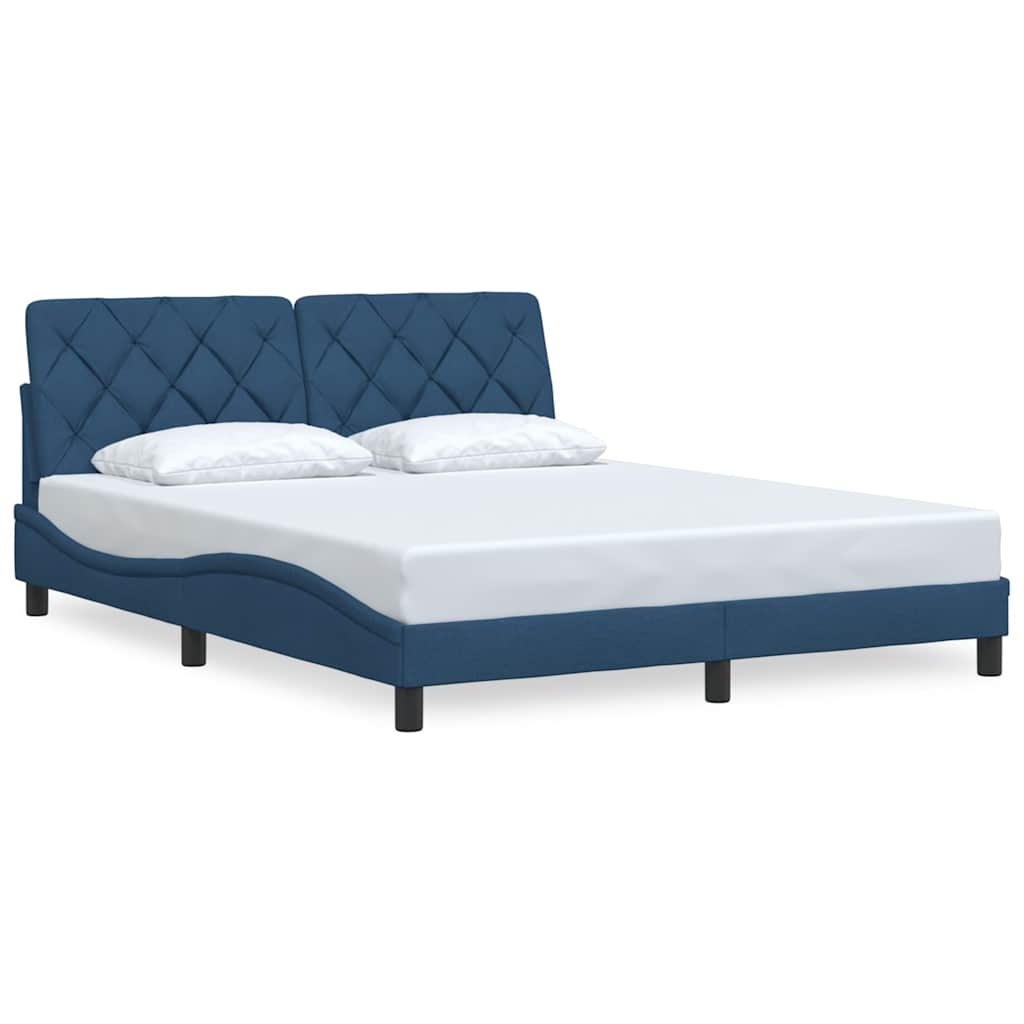 Cadre de lit sans matelas bleu 160x200 cm tissu