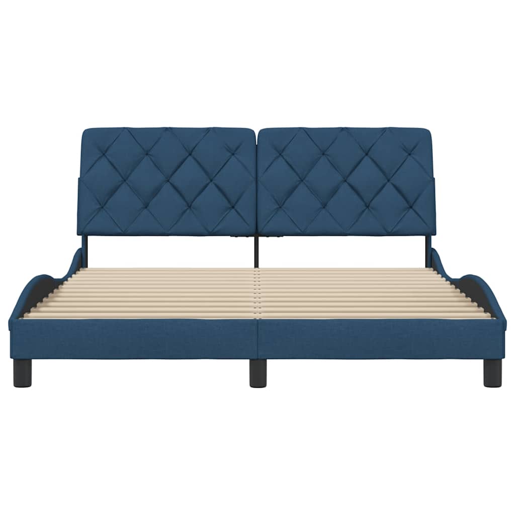 Cadre de lit sans matelas bleu 160x200 cm tissu