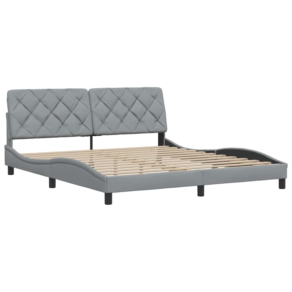Cadre de lit sans matelas gris clair 180x200 cm tissu - XIOS