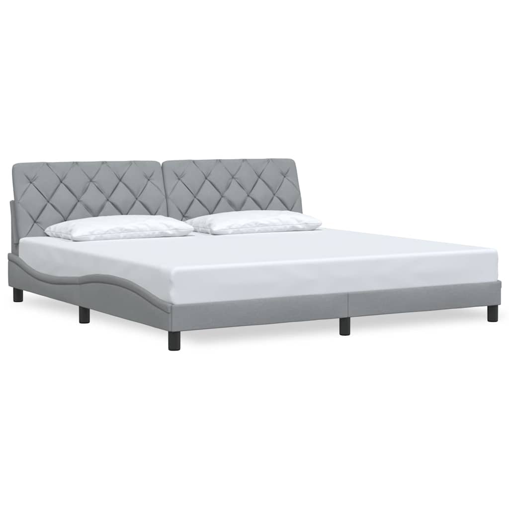 Cadre de lit sans matelas gris clair 200x200 cm tissu - XIOS