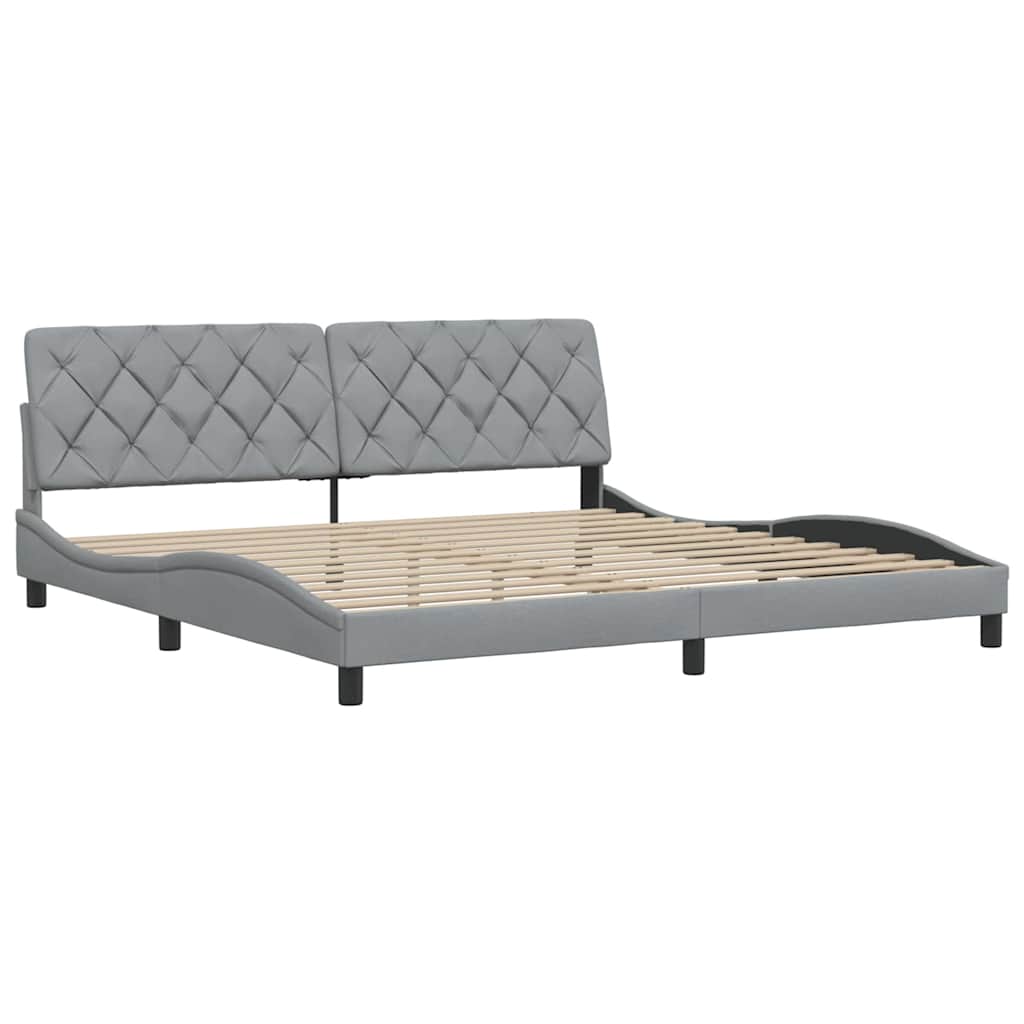 Cadre de lit sans matelas gris clair 200x200 cm tissu - XIOS