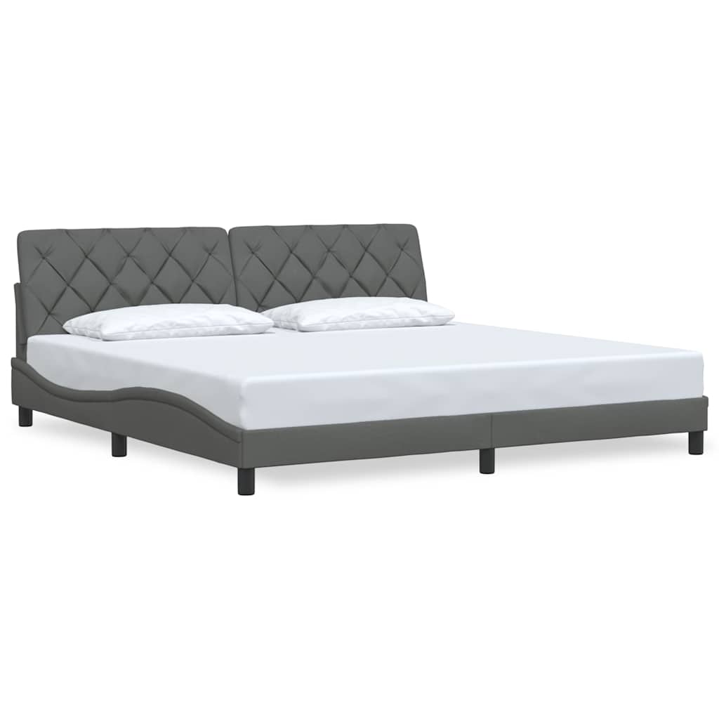 Cadre de lit sans matelas gris foncé 200x200 cm tissu - XIOS