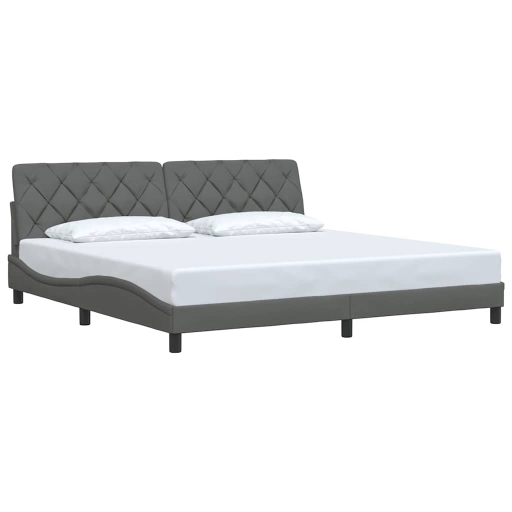 Cadre de lit sans matelas gris foncé 200x200 cm tissu - XIOS