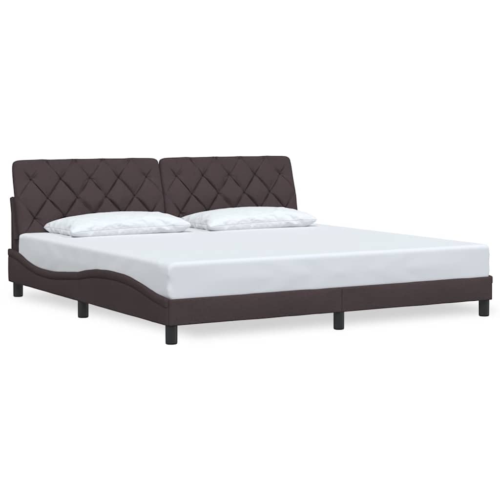 Cadre de lit sans matelas marron foncé 200x200 cm tissu