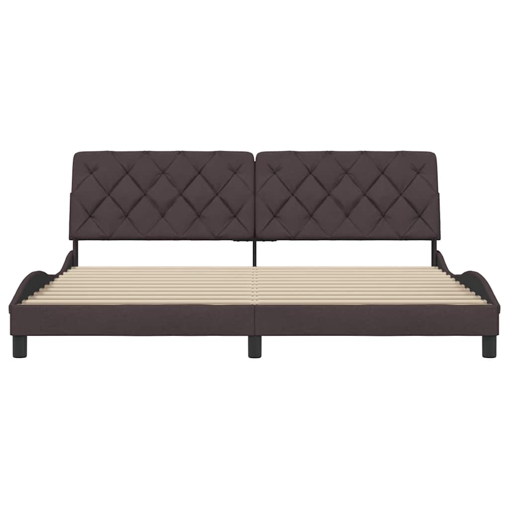 Cadre de lit sans matelas marron foncé 200x200 cm tissu