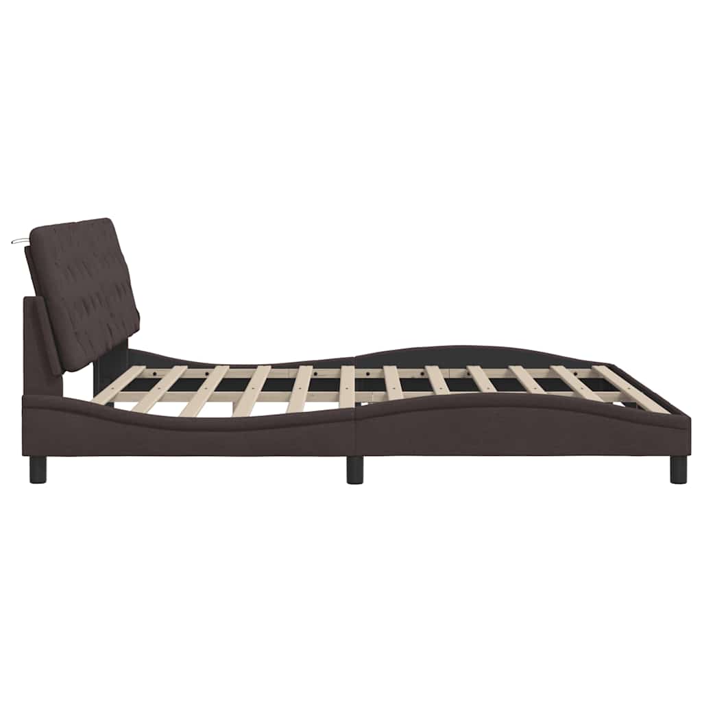 Cadre de lit sans matelas marron foncé 200x200 cm tissu