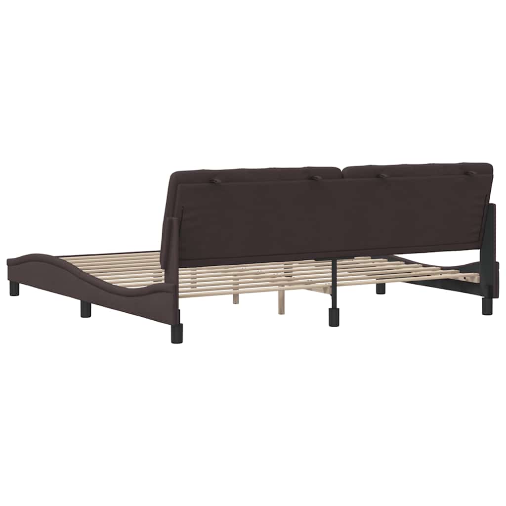 Cadre de lit sans matelas marron foncé 200x200 cm tissu