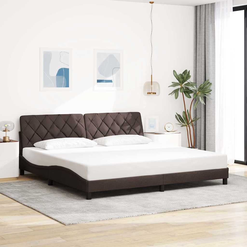 Cadre de lit sans matelas marron foncé 200x200 cm tissu
