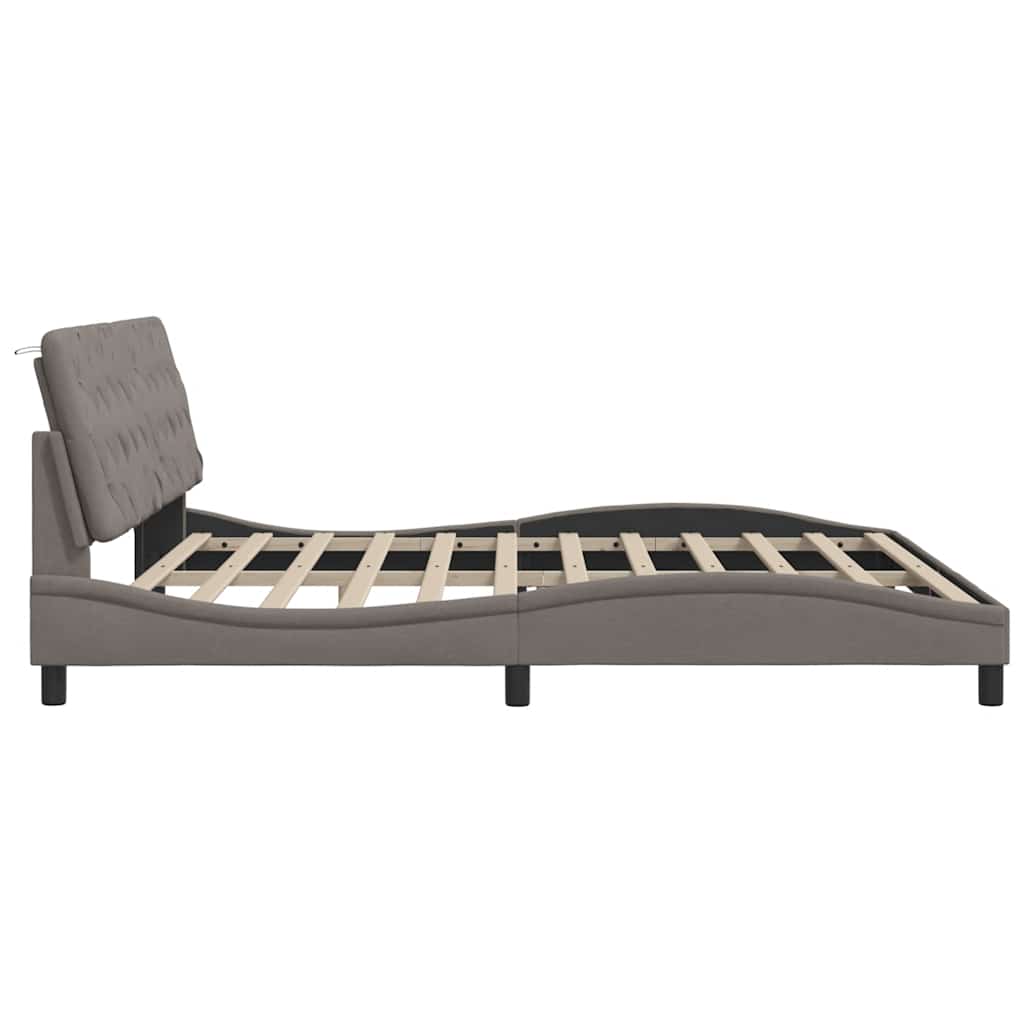 Cadre de lit sans matelas taupe 200x200 cm tissu
