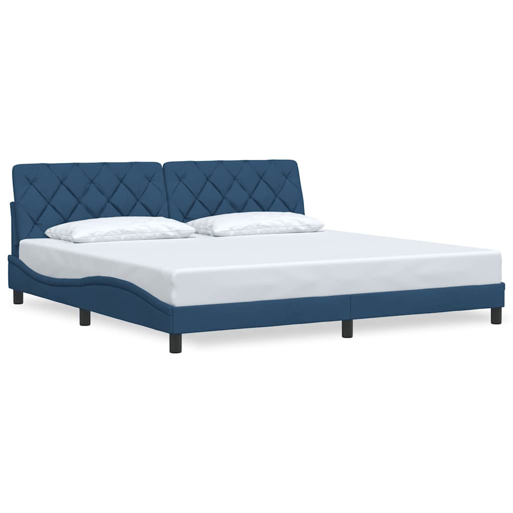 Cadre de lit sans matelas bleu 200x200 cm tissu - XIOS