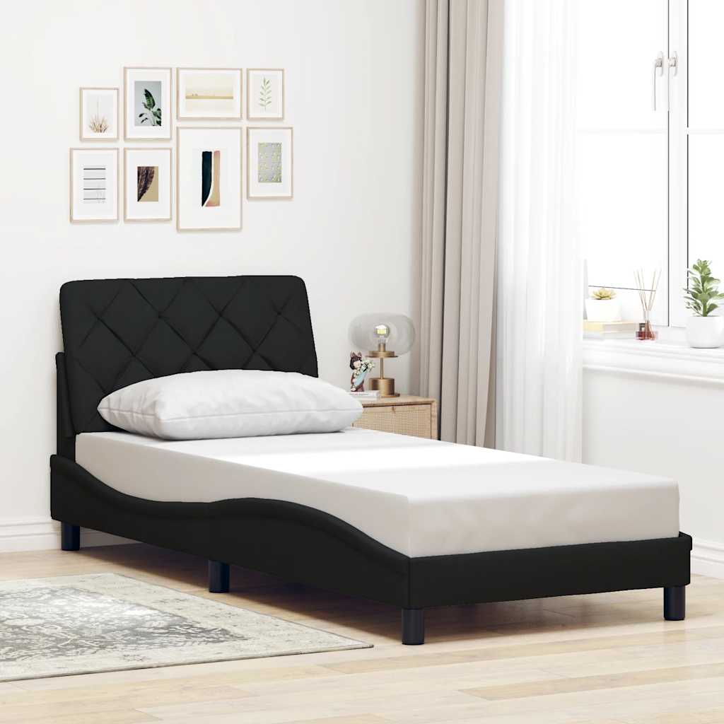 Cadre de lit avec LED sans matelas noir 80x200 cm tissu - XIOS