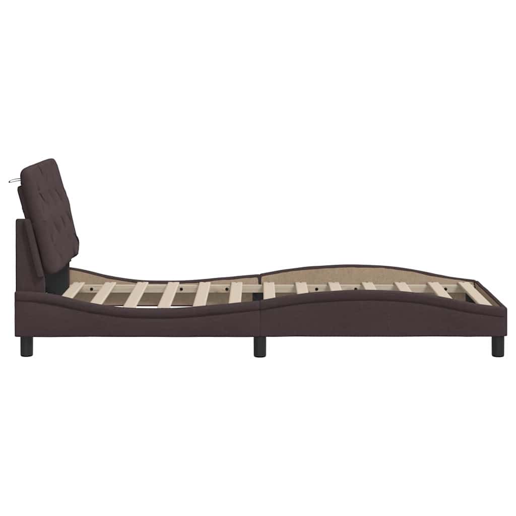 Cadre de lit avec LED sans matelas marron foncé 90x190 cm tissu - XIOS
