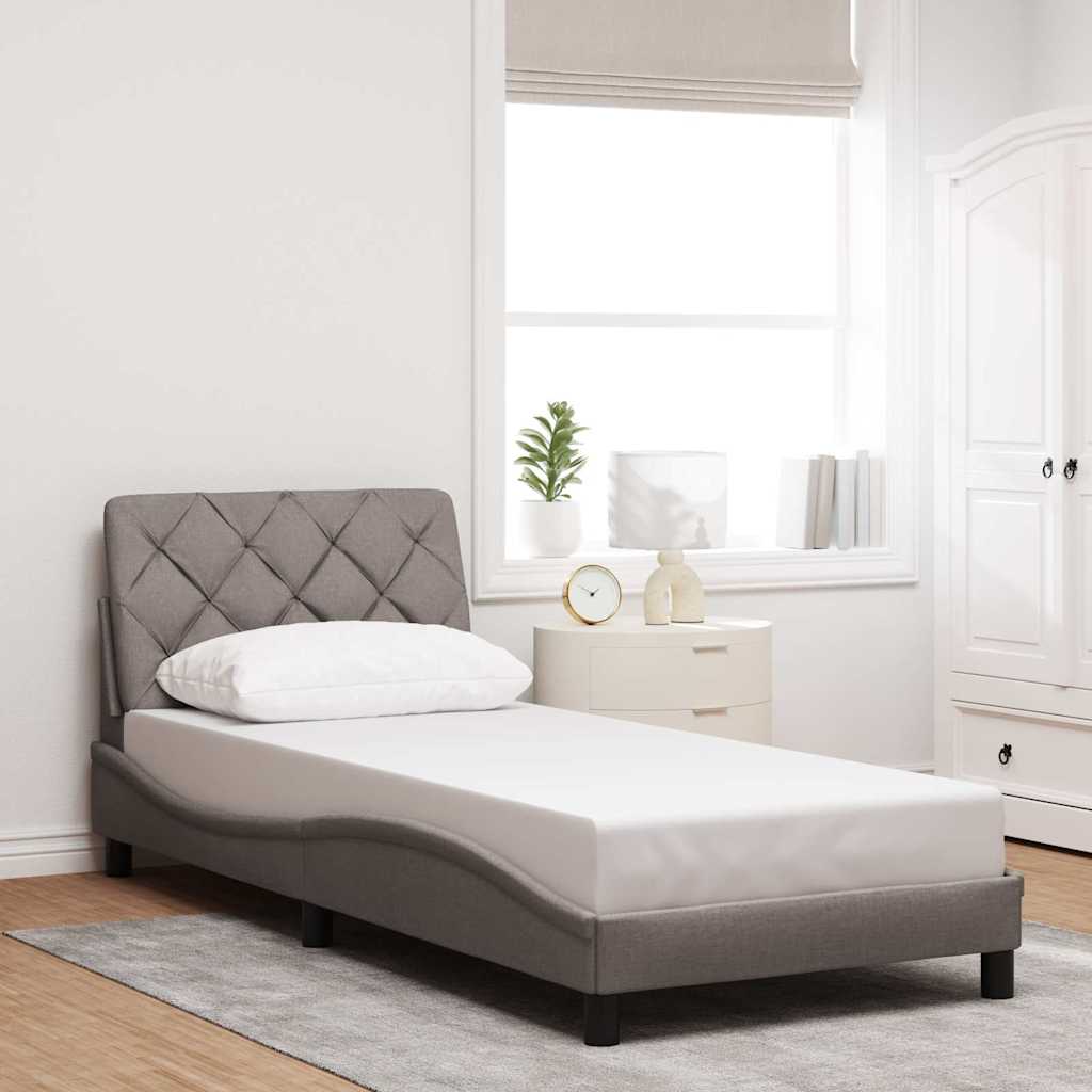 Cadre de lit avec LED sans matelas taupe 90x190 cm tissu - XIOS