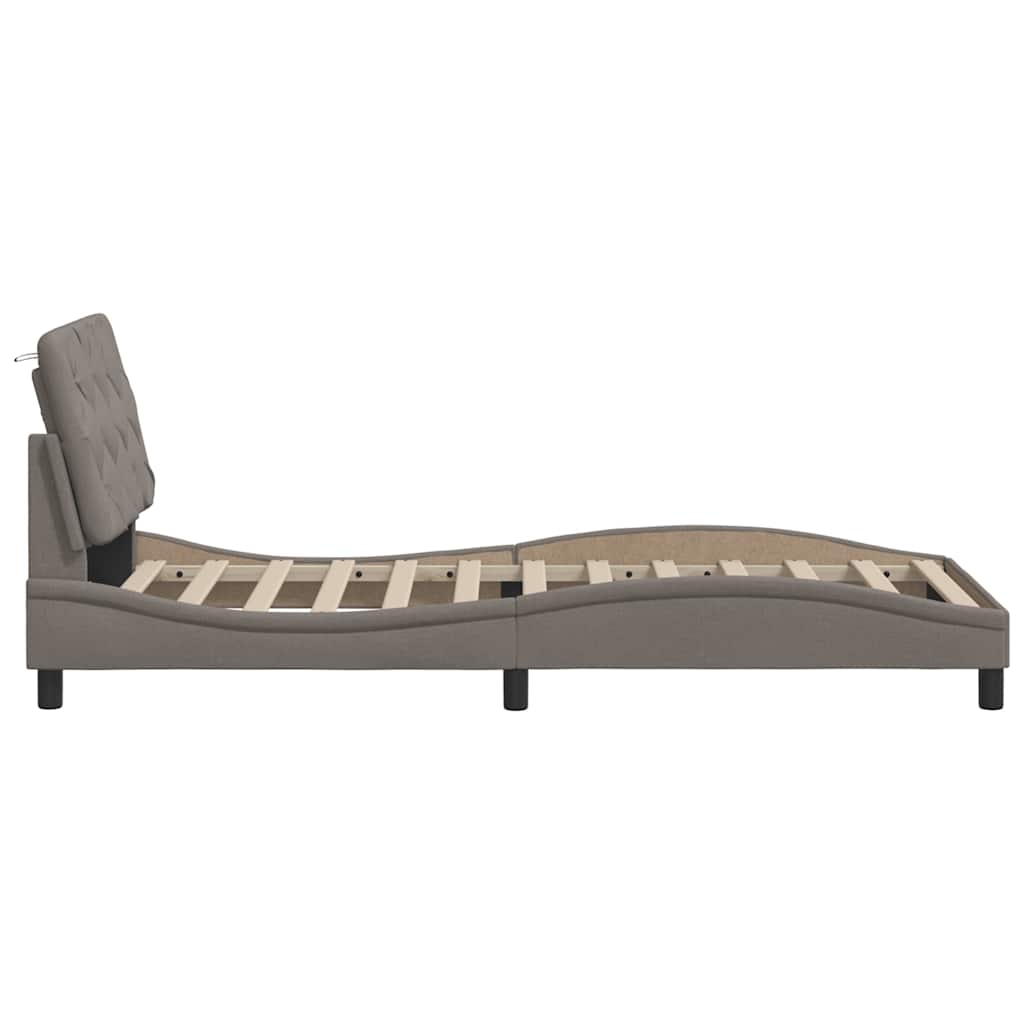 Cadre de lit avec LED sans matelas taupe 90x190 cm tissu - XIOS