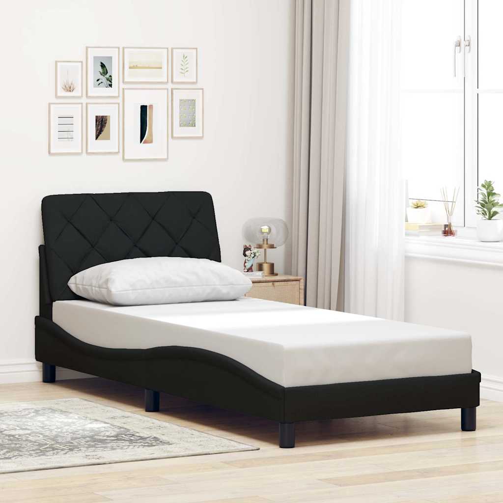 Cadre de lit avec LED sans matelas noir 90x200 cm tissu - XIOS