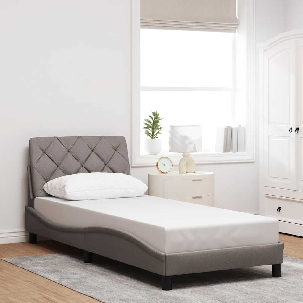 Cadre de lit avec LED sans matelas taupe 90x200 cm tissu - XIOS