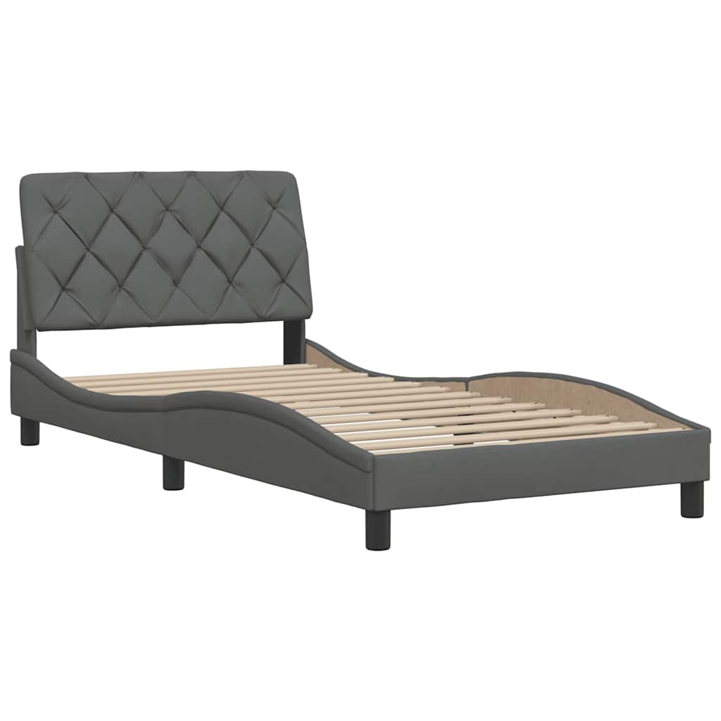 Cadre de lit avec LED sans matelas gris foncé 100x200 cm tissu - XIOS