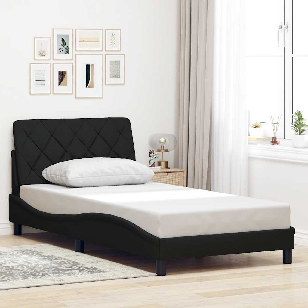 Cadre de lit avec LED sans matelas noir 100x200 cm tissu - XIOS