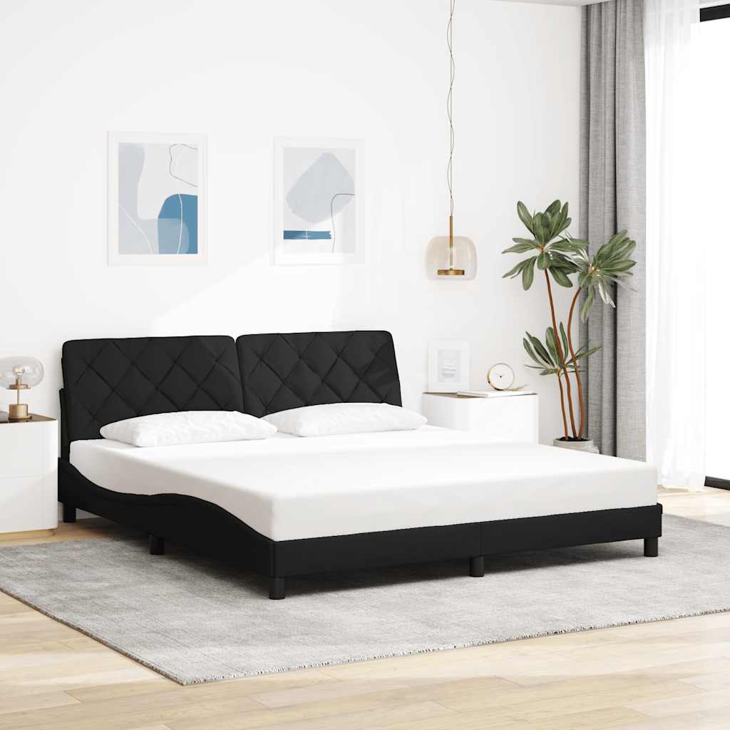 Cadre de lit avec LED sans matelas noir 180x200 cm tissu - XIOS