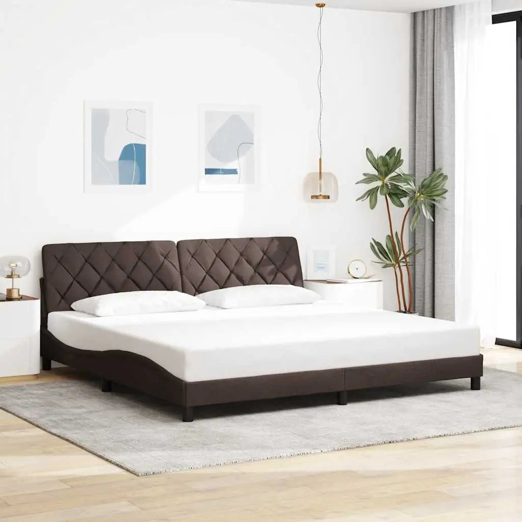 Cadre de lit avec LED sans matelas marron foncé 200x200cm tissu - XIOS