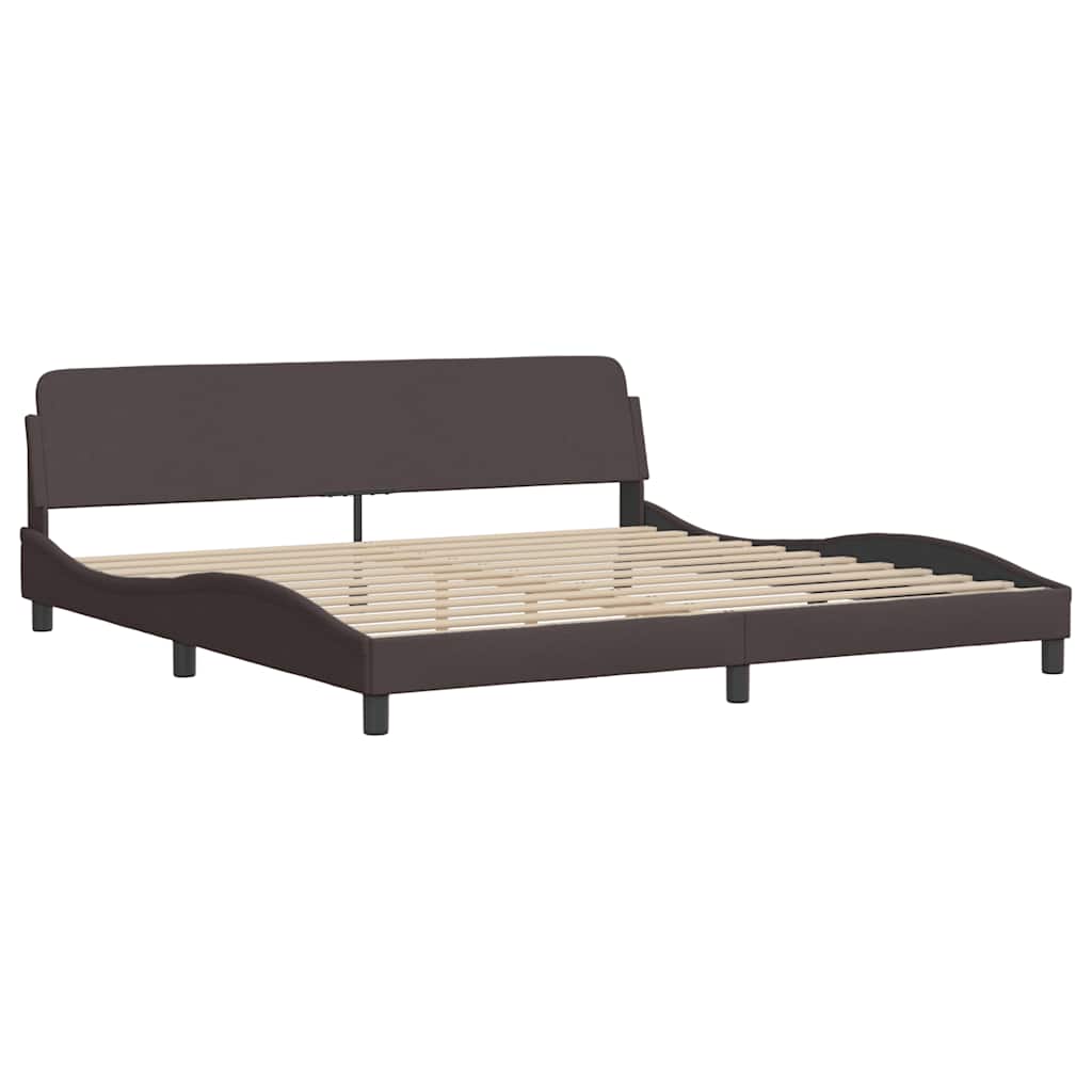 Cadre de lit avec LED sans matelas marron foncé 200x200cm tissu