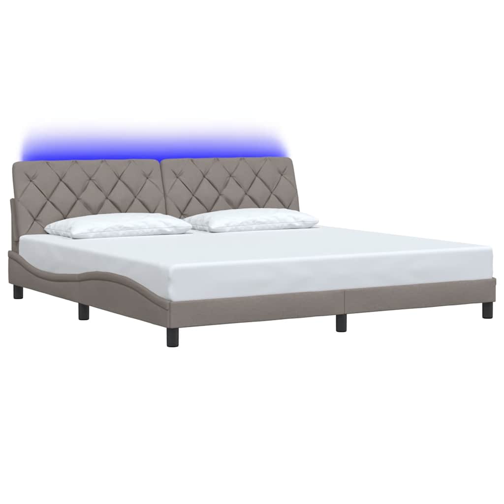 Cadre de lit avec LED sans matelas taupe 200x200 cm tissu - XIOS