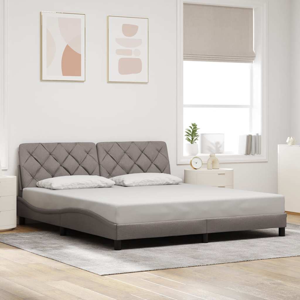 Cadre de lit avec LED sans matelas taupe 200x200 cm tissu - XIOS