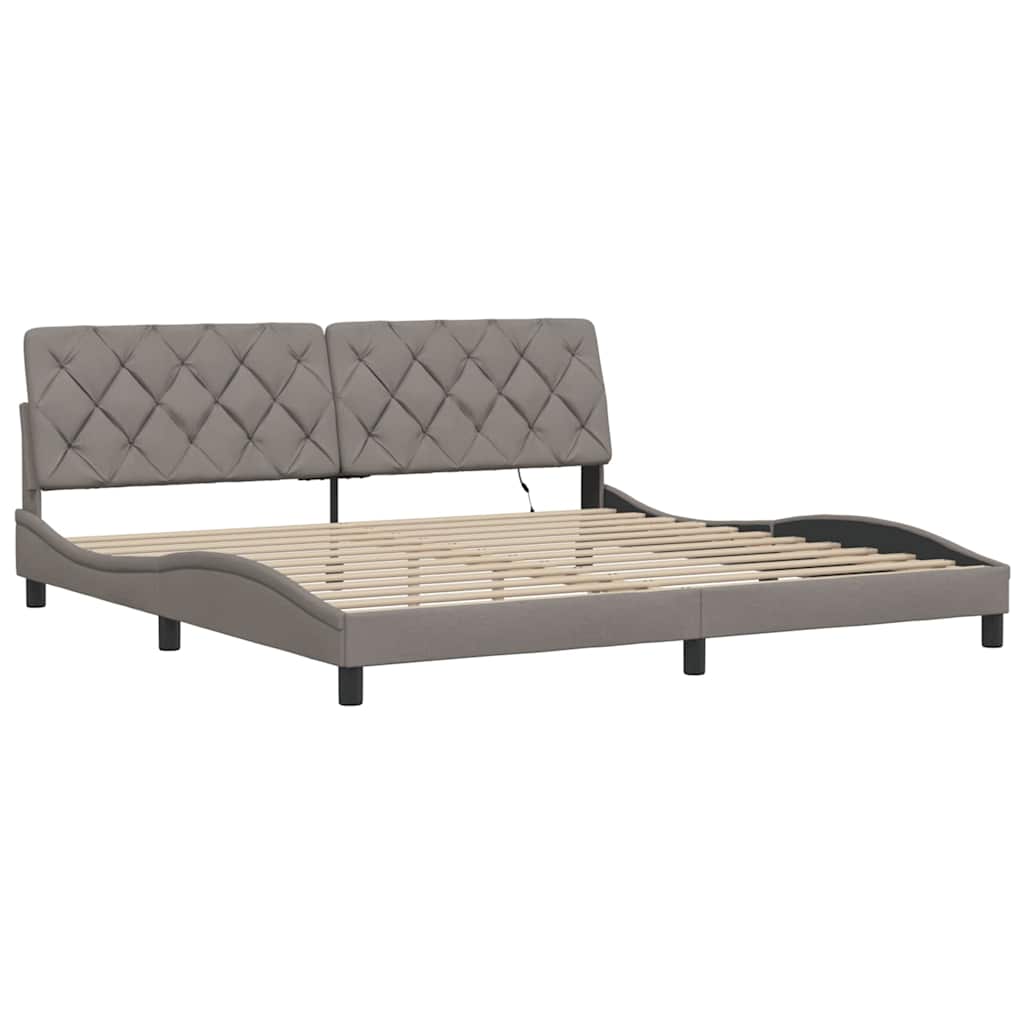 Cadre de lit avec LED sans matelas taupe 200x200 cm tissu - XIOS