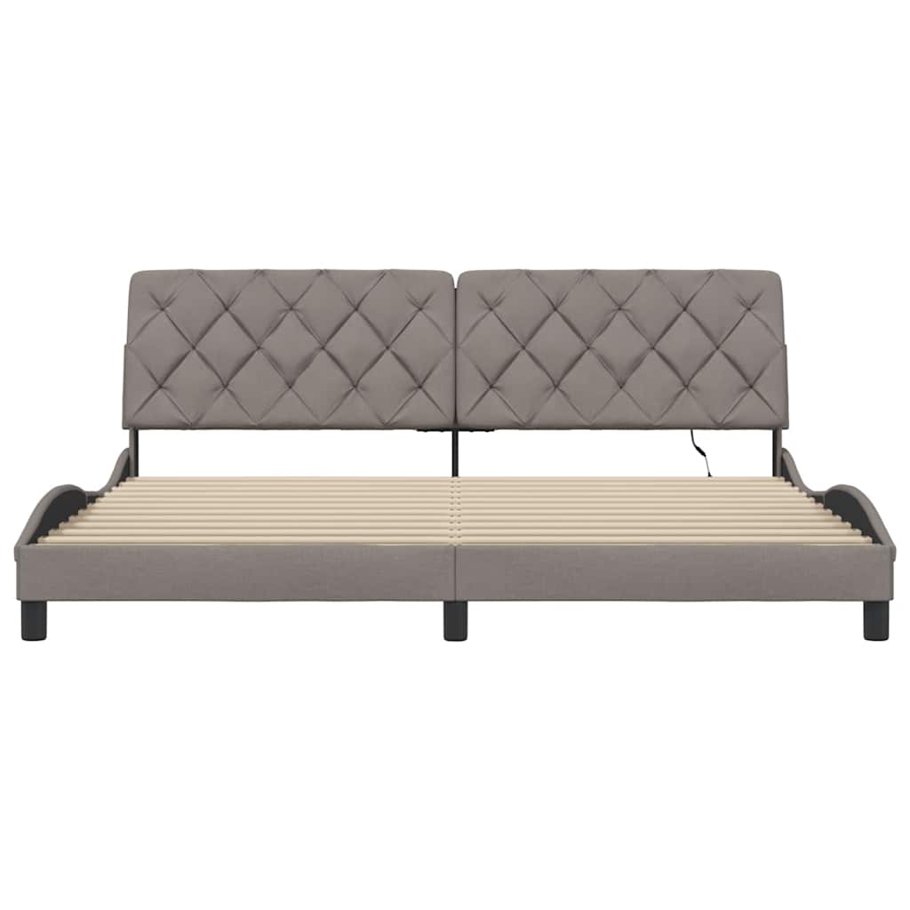 Cadre de lit avec LED sans matelas taupe 200x200 cm tissu - XIOS