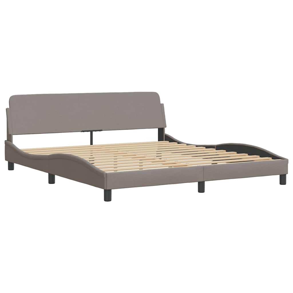Cadre de lit avec LED sans matelas taupe 200x200 cm tissu - XIOS