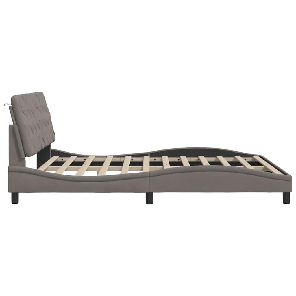 Cadre de lit avec LED sans matelas taupe 200x200 cm tissu - XIOS