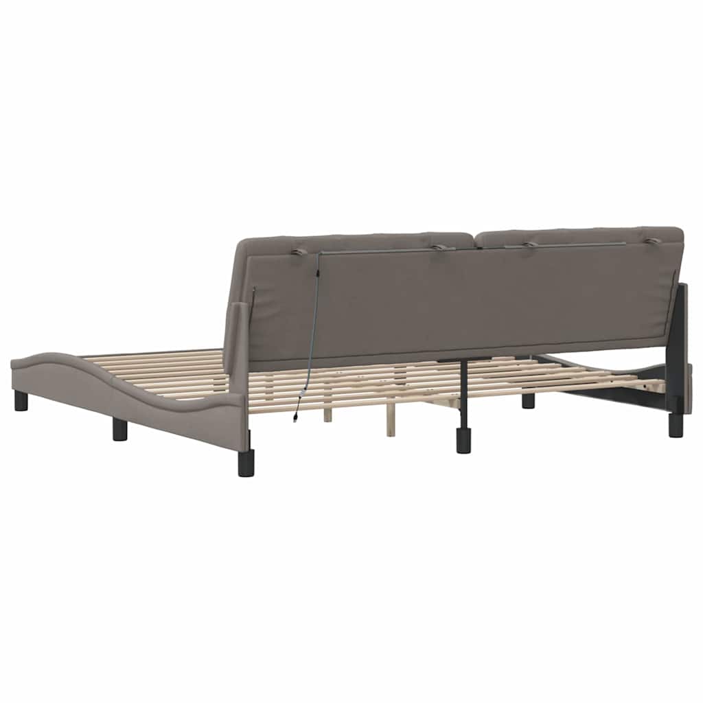 Cadre de lit avec LED sans matelas taupe 200x200 cm tissu - XIOS
