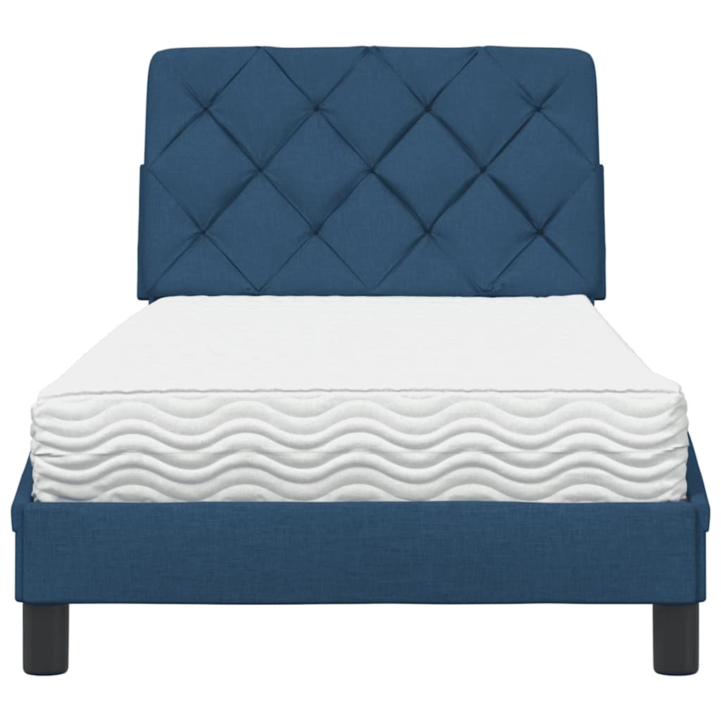 Lit avec matelas bleu 80x200 cm tissu - XIOS