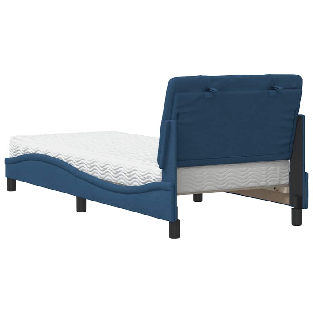 Lit avec matelas bleu 80x200 cm tissu - XIOS