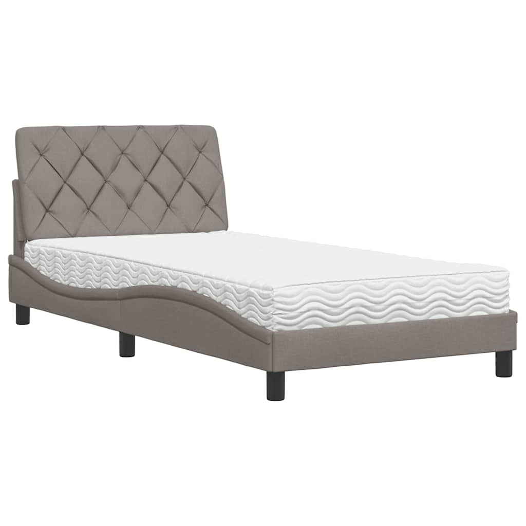 Lit avec matelas taupe 100x200 cm tissu