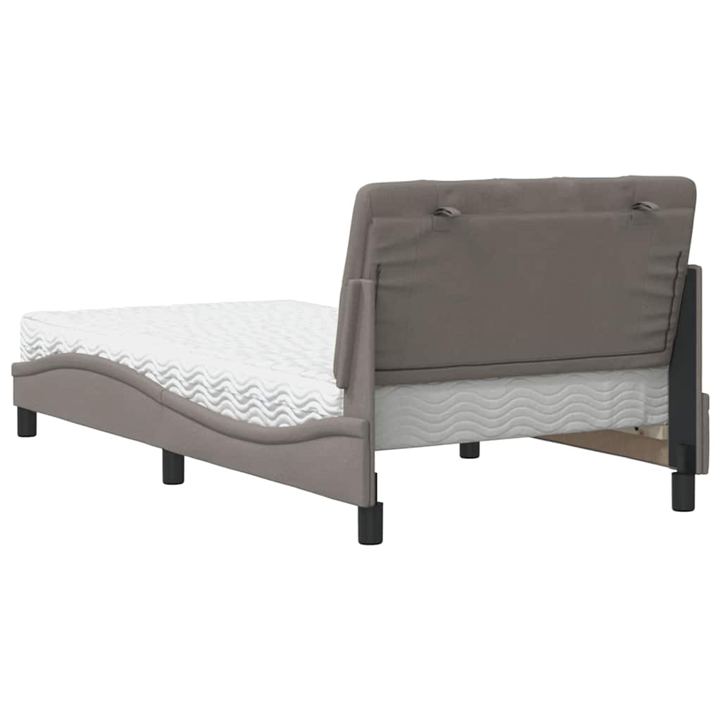 Lit avec matelas taupe 100x200 cm tissu