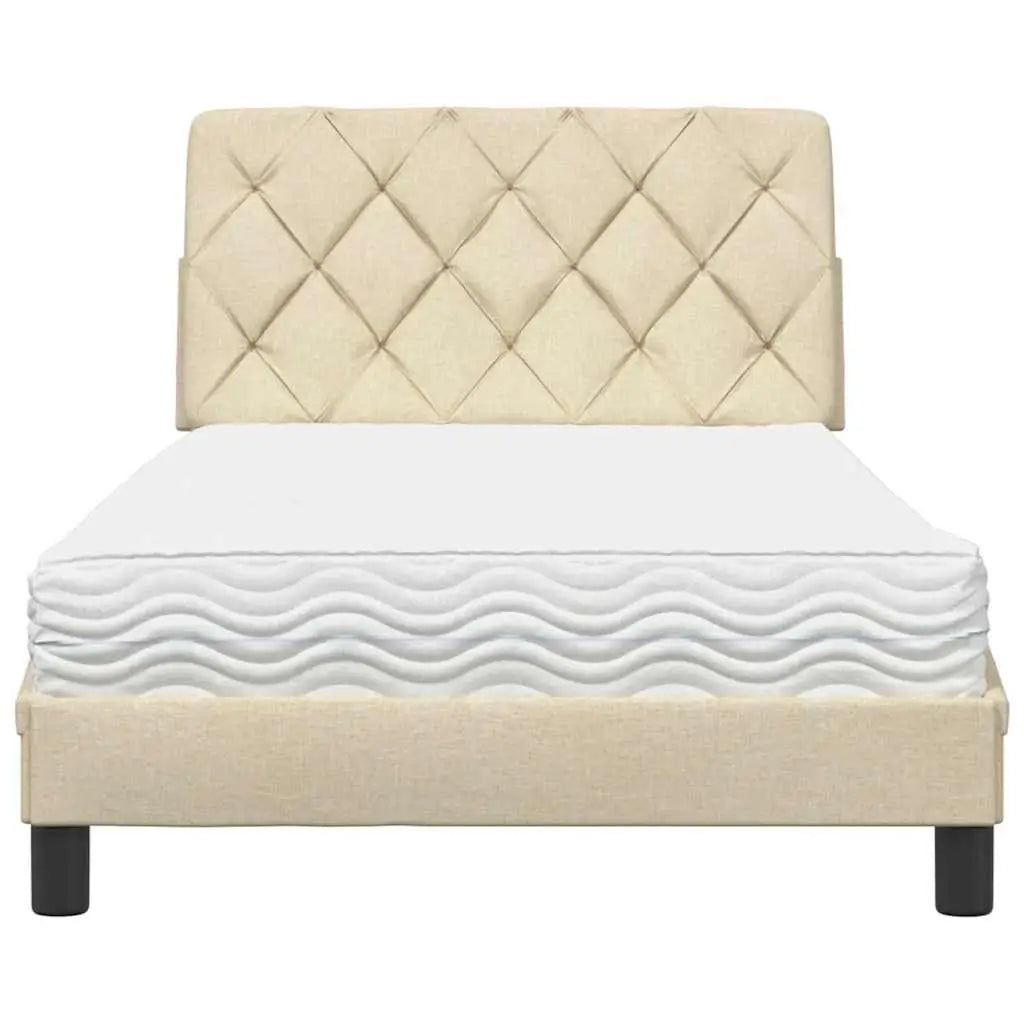 Lit avec matelas crème 100x200 cm tissu - XIOS