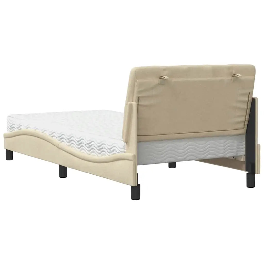 Lit avec matelas crème 100x200 cm tissu - XIOS