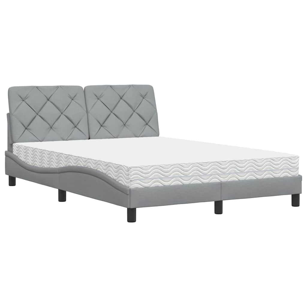 Lit avec matelas gris clair 120x200 cm tissu - XIOS