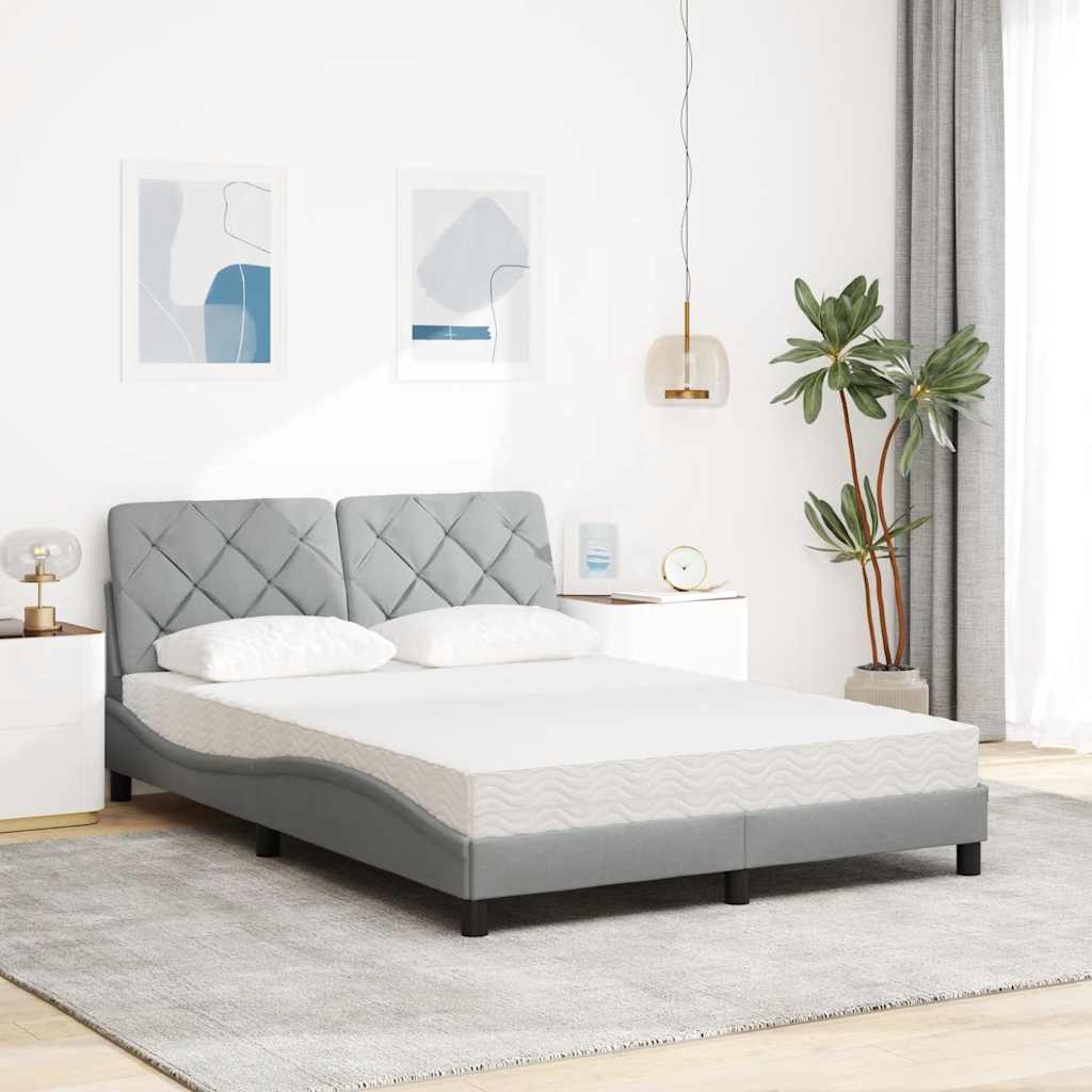 Lit avec matelas gris clair 120x200 cm tissu - XIOS