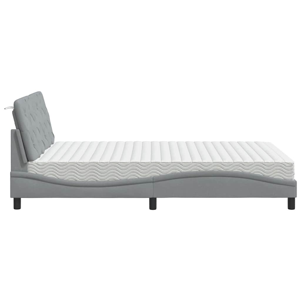 Lit avec matelas gris clair 120x200 cm tissu - XIOS