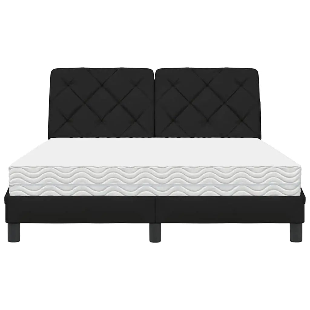 Lit avec matelas noir 140x190 cm tissu - XIOS