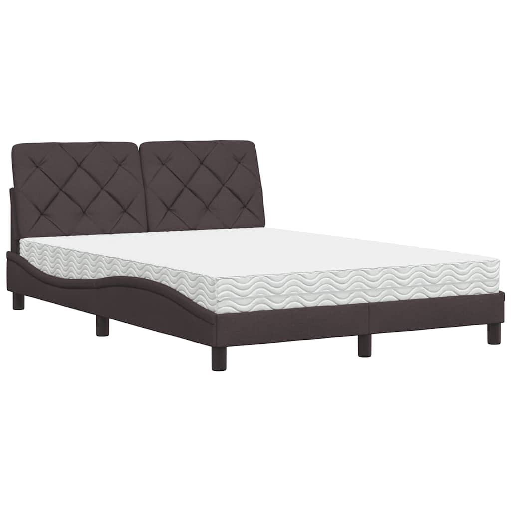 Lit avec matelas marron foncé 140x190 cm tissu - XIOS
