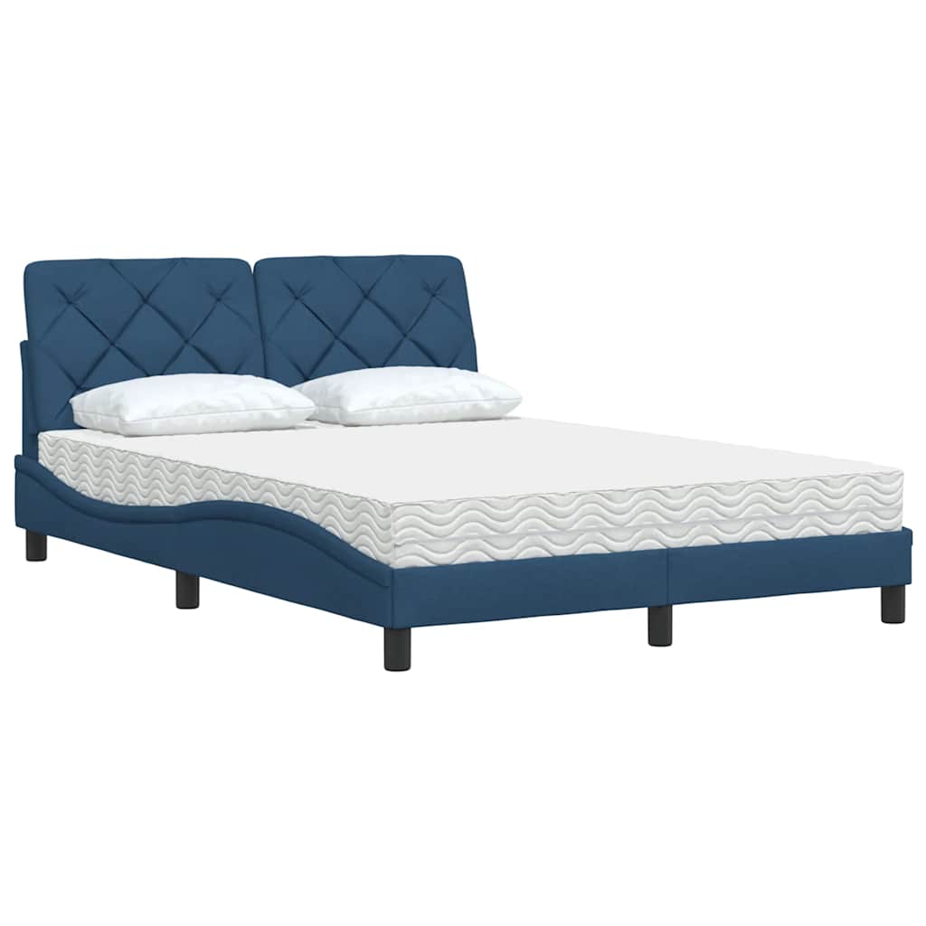 Lit avec matelas bleu 140x190 cm tissu - XIOS