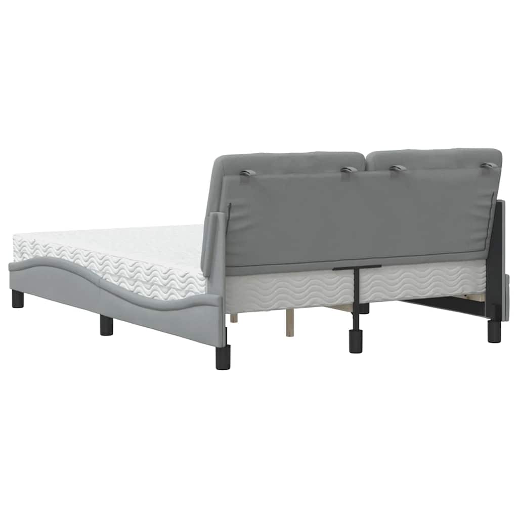 Lit avec matelas gris clair 140x200 cm tissu - XIOS