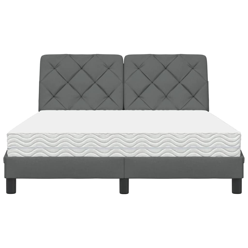 Lit avec matelas gris foncé 140x200 cm tissu - XIOS