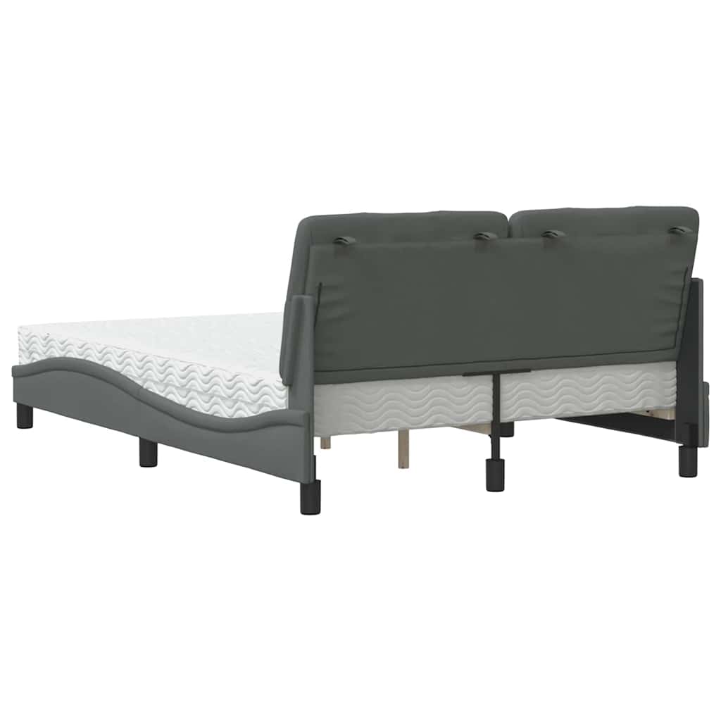 Lit avec matelas gris foncé 140x200 cm tissu - XIOS